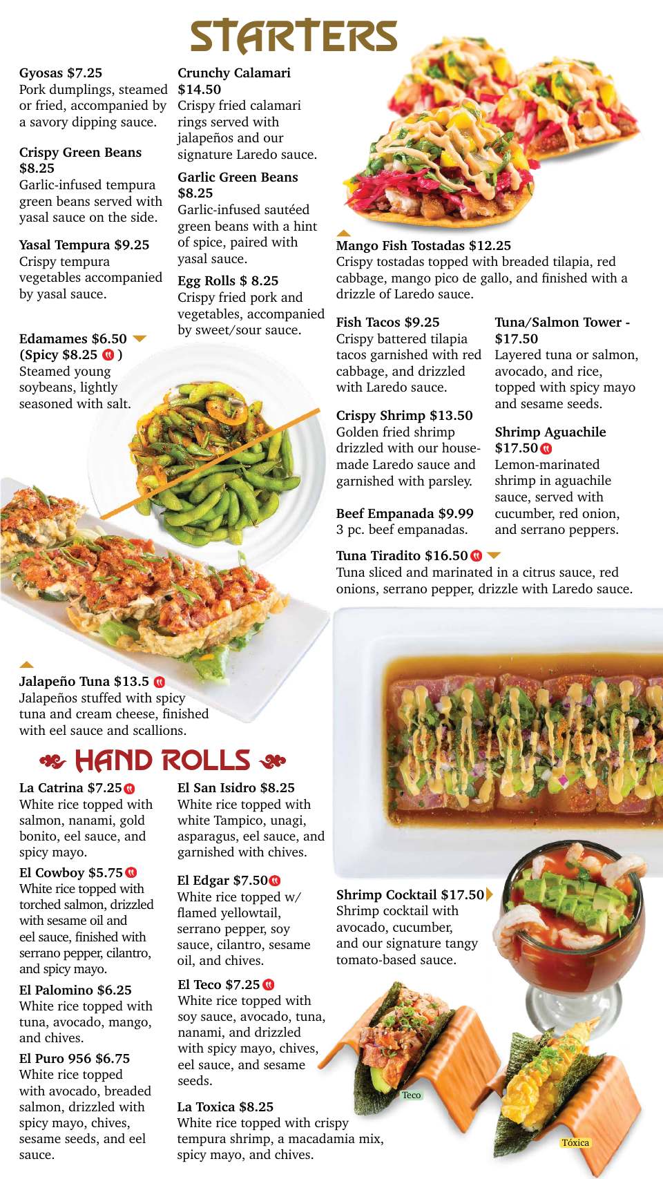 Printed menu, page 1 of 7